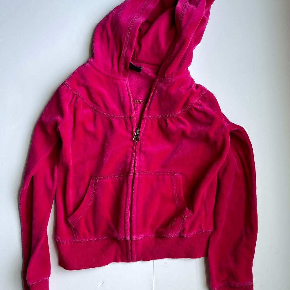 Fuchsia velour Zip Up Hoodie Jacket